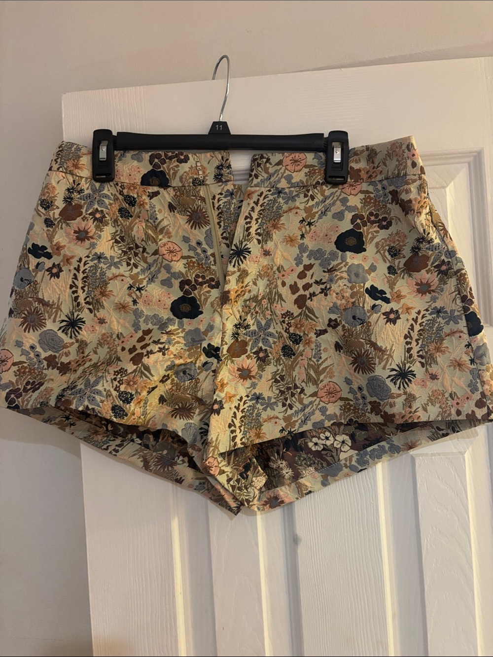 Commense Floral Jacquard Shorts - Cream, Blue, Brown, Pink
